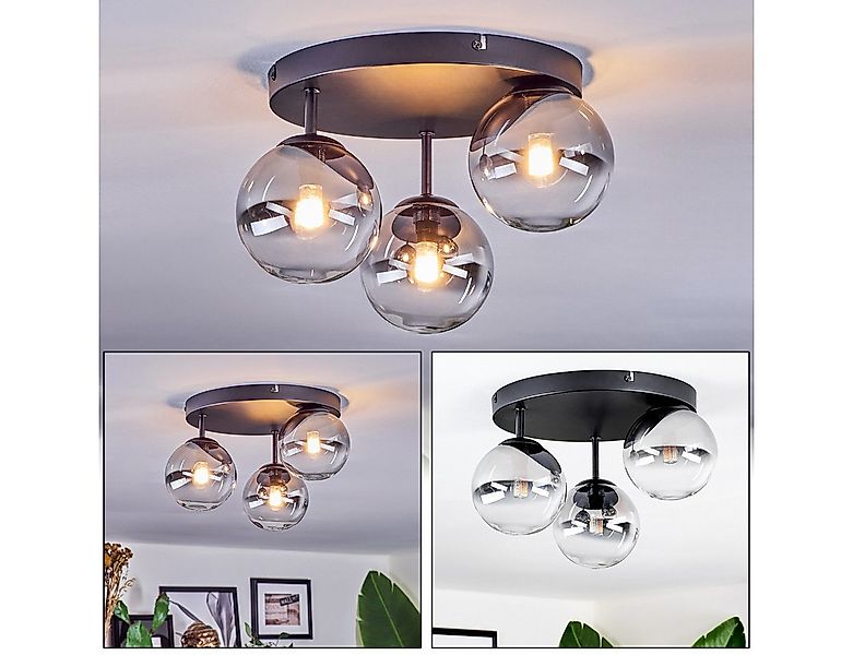 hofstein Deckenleuchte Deckenlampe aus Metall/Glas in Schwarz/Rauchfarben/K günstig online kaufen
