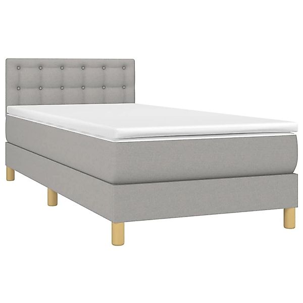 vidaXL Boxspringbett mit Matratze & LED Hellgrau 100x200 cm Stoff 3134013 günstig online kaufen