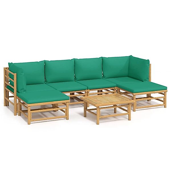 vidaXL Gartenlounge-Set 7-tlg. Garten-Lounge-Set mit Grünen günstig online kaufen