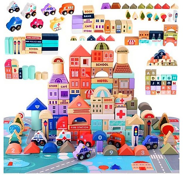 KRUZZEL Spielwelt Holzklötze 115 Stück, (Spar-Set, 1-tlg., Kreative Fähigke günstig online kaufen