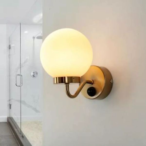 Badezimmerlampe IP44 mit Schalter in Messing Weiß günstig online kaufen