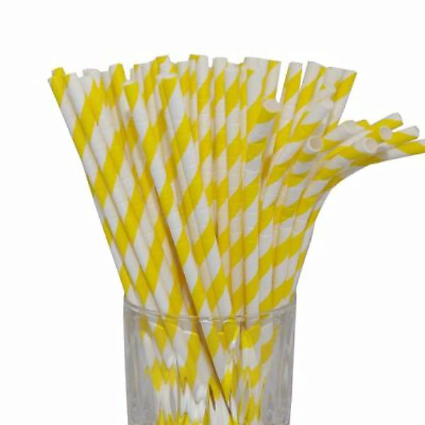 LUXENTU Papier-Trinkhalm gelb/weiß gestreift mit Knick 100 Stück Trinkhalme günstig online kaufen