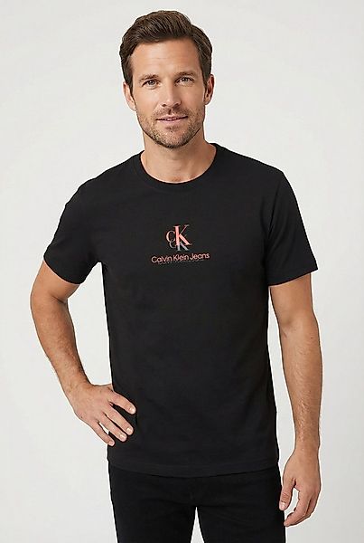 Calvin Klein Jeans T-Shirt Rundhalsausschnitt, Regular Fit, 2-farbiger Logo günstig online kaufen