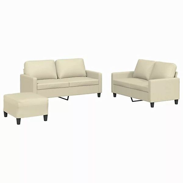 vidaXL Sofa 3-tlg. Sofagarnitur mit Kissen Creme Kunstleder günstig online kaufen