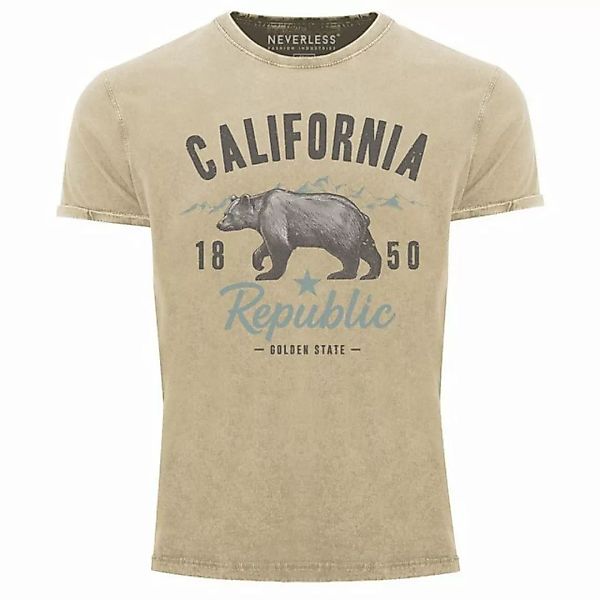 Neverless Print-Shirt Herren Vintage Shirt California Sommer Summer Golden günstig online kaufen