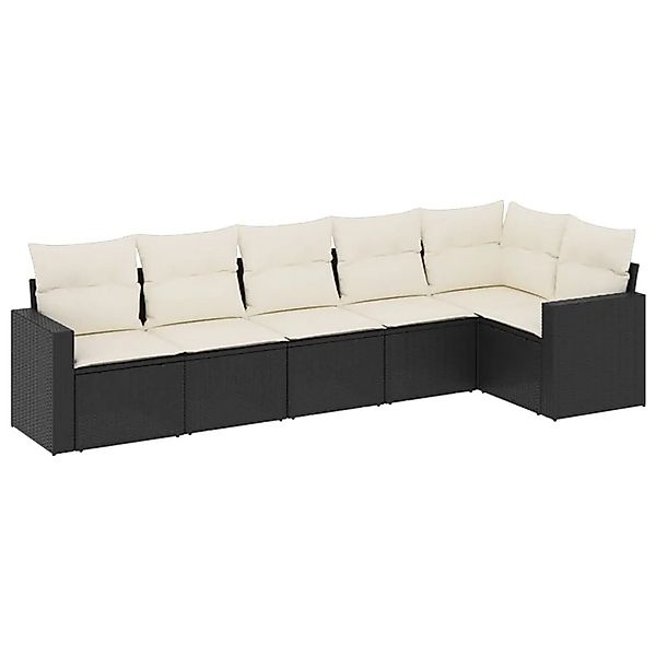 vidaXL 6-Tlg Garten-Sofagarnitur mit Kissen Schwarz Poly Rattan 3251323 günstig online kaufen