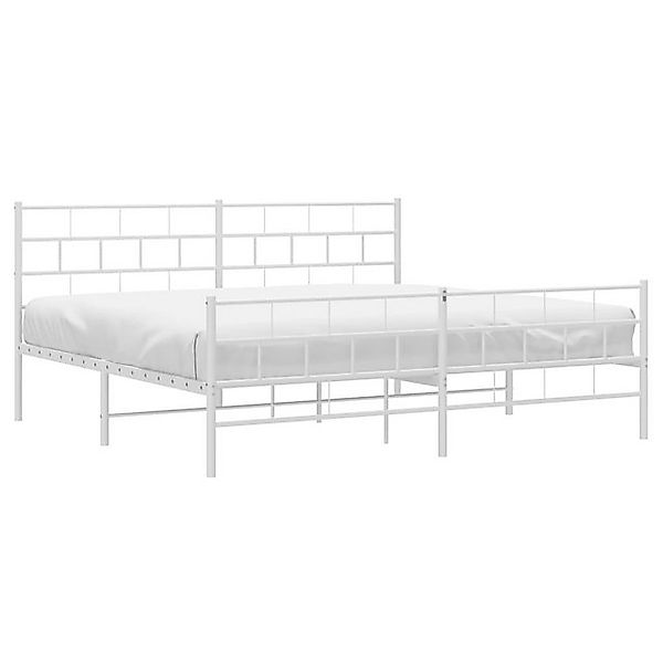 vidaXL Bett Bettgestell mit Kopf- und Fußteil Metall Weiß 180x200 cm günstig online kaufen