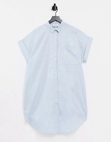 Monki – Midi-Hemdkleid aus Bio-Baumwoll-Chambray in Blau günstig online kaufen