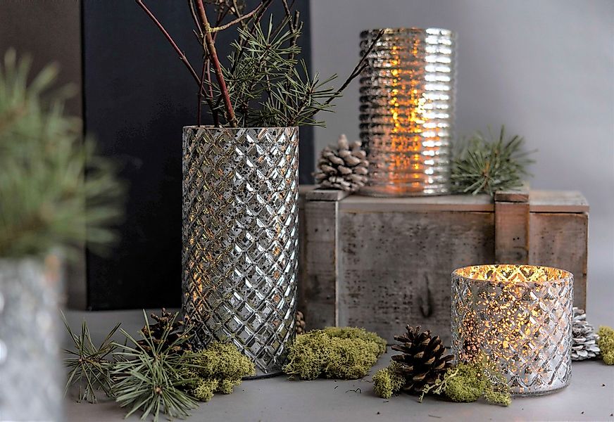 Sandra Rich Windlicht SANDRA RICH, Windlicht, Vase, Glas "GROOVE" Silber ve günstig online kaufen