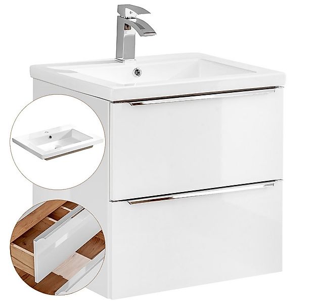 Lomadox Waschtisch TOSKANA-56, -Unterschrank 60cm mit Keramik-Waschbecken H günstig online kaufen