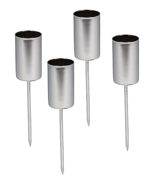 Spetebo Kerzenhalter Kerzenpick für Stabkerzen - 4er Set - silber (Set, 4 S günstig online kaufen