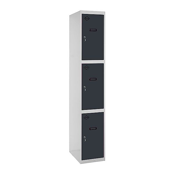 PROREGAL Spind AMEGO HxBxT 180 x 30 x 50 cm 3 Abteile Grundmodul Grau-Anthr günstig online kaufen