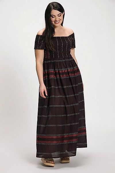 Ulla Popken Jerseykleid Smokkleid Ethno-Ringel Caree-Ausschnitt Halbarm günstig online kaufen