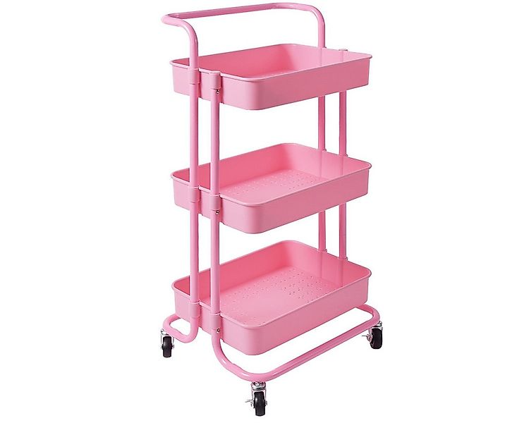 COSTWAY Servierwagen, Küchenwagen mit Rollen, 3 Regale, Metallrahmen günstig online kaufen