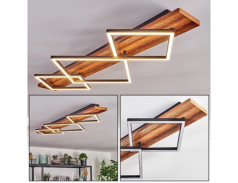 hofstein Deckenleuchte Deckenlampe aus Metall/Holz/Kunststoff in Dunkelbrau günstig online kaufen
