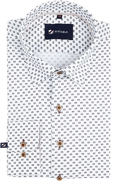 Freizeithemd mit Print Weiß - Größe 39 günstig online kaufen