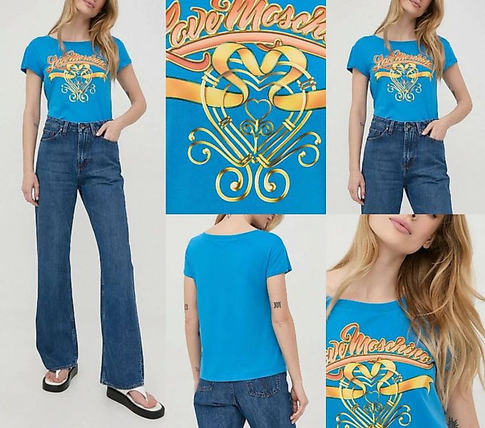 Moschino T-Shirt MOSCHINO LOVE Tee Bluse Logo Top Cotton T-shirt Bluse Retr günstig online kaufen