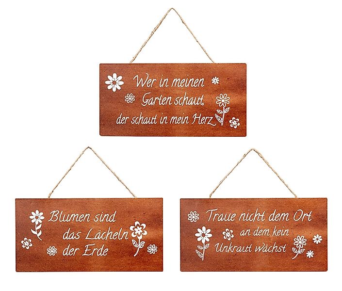 Levandeo® Wandbild, 3er Set Schilder Metall günstig online kaufen