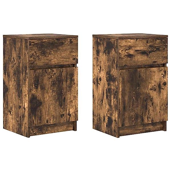 vidaXL Nachttische 2 Stk, Räuchereiche 39x35x65 cm Holzwerkstoff 861328 günstig online kaufen