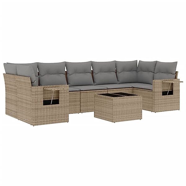 vidaXL 8-Tlg Garten-Sofagarnitur mit Kissen Beige Poly Rattan 3219938 günstig online kaufen
