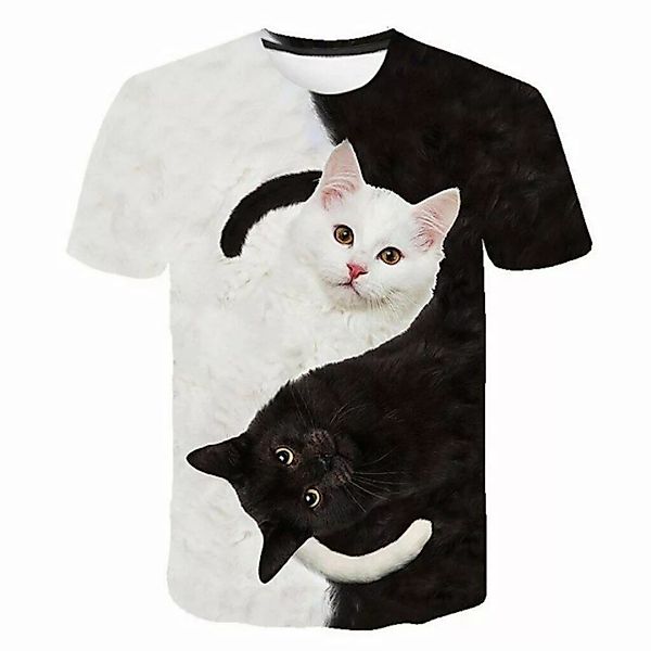 Tinisu T-Shirt 3D-Druck T-Shirt (Unisex / Rundhals) Tierwelt & Natur: Katze günstig online kaufen