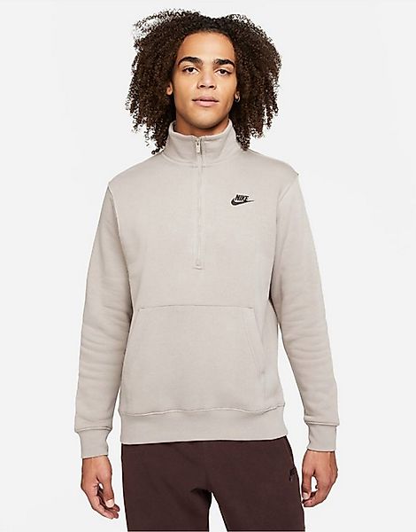 Nike – Club – Sweatshirt in der Farbe Mondfossil mit kurzem Reißverschluss- günstig online kaufen