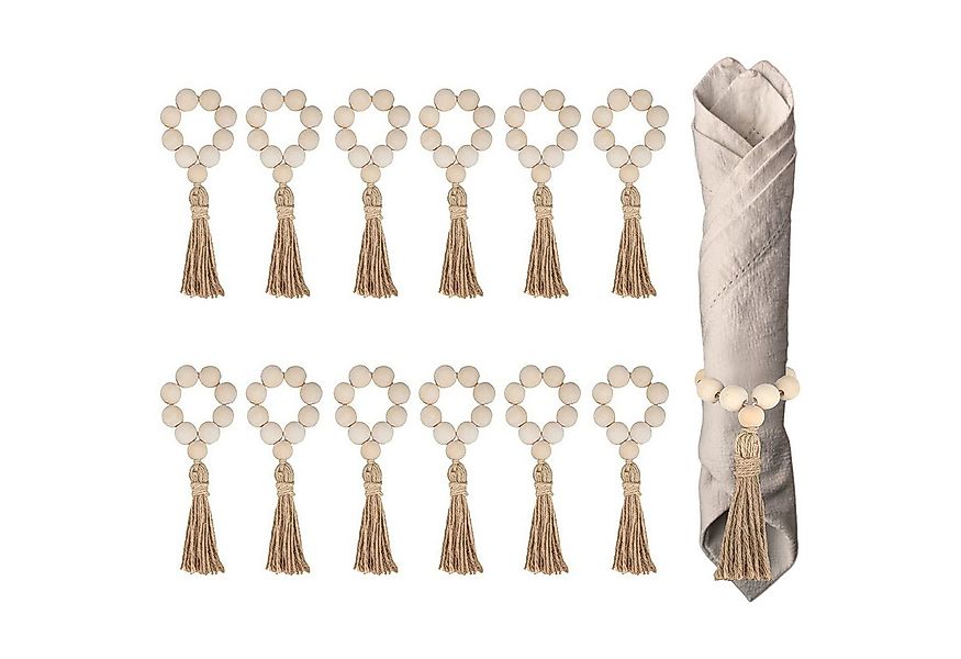 GarveeMore Küchenorganizer-Set 12 Stück natürliche Holzperlen Serviettenrin günstig online kaufen