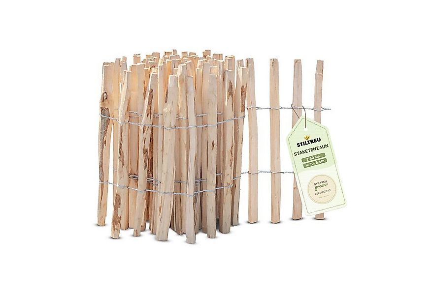 STILTREU Staketenzaun Staketenzaun Haselnuss - Höhe 50 cm, Länge 5 m, Latte günstig online kaufen