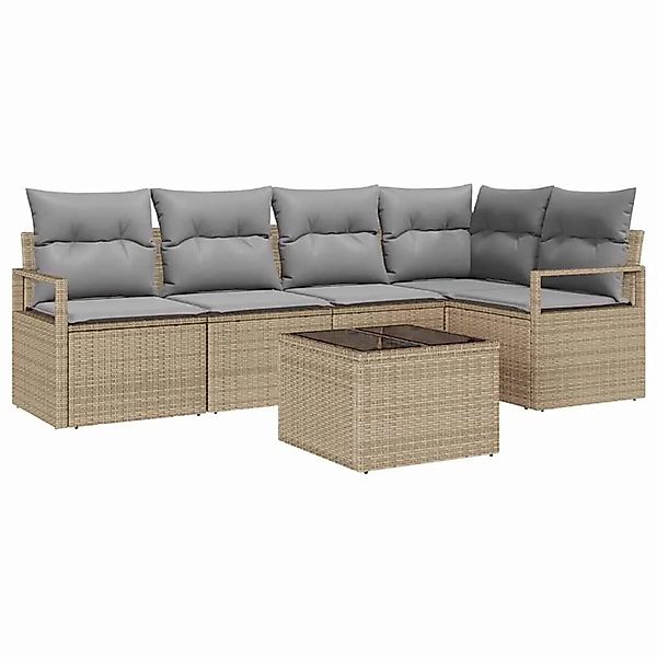 vidaXL Gartensofa-Set mit Kissen 6 Stk Beige und Hellgrau Poly-Rattan 33550 günstig online kaufen