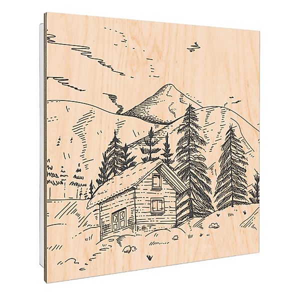 Banjado Schlüsselkasten mit Holzfront 30x30cm Weiß Scharnier Links 50 Haken günstig online kaufen