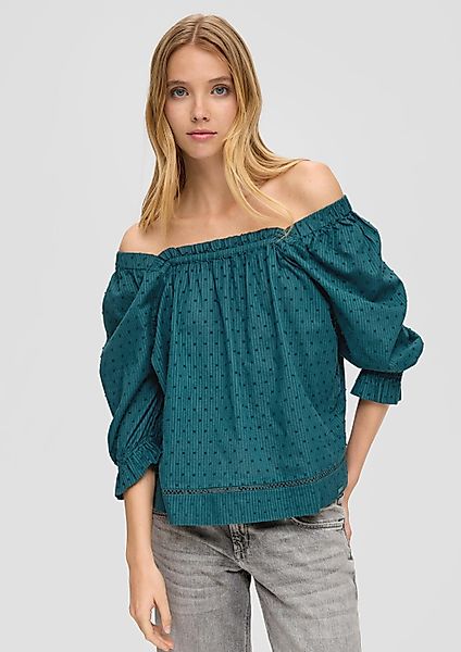 QS Kurzarmbluse Bluse Off-Shoulder-Bluse mit Dobby-Struktur günstig online kaufen