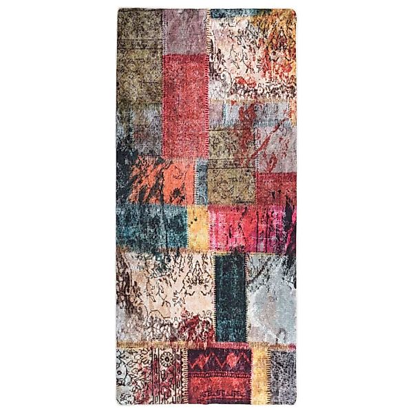Teppich Waschbar Patchwork 80x300 Cm Mehrfarbig Rutschfest günstig online kaufen