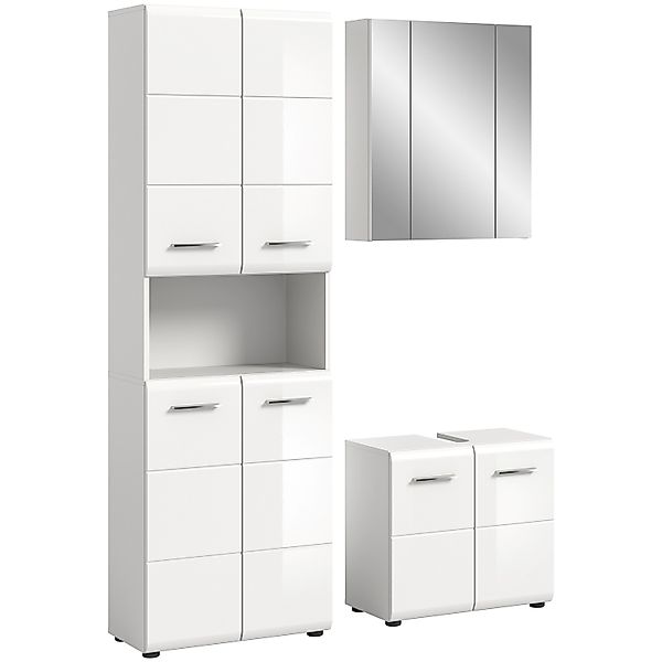 Badkombination m. Spiegelschrank Ice 135 cm x 190 cm x 32 cm Weiß-Weiß 3-tl günstig online kaufen