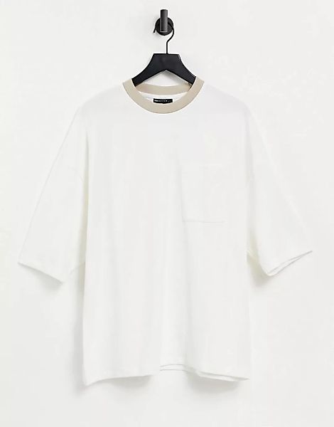 ASOS DESIGN – Oversized-T-Shirt aus schwerem, strukturiertem Stoff mit halb günstig online kaufen