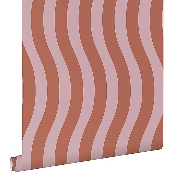 ESTAhome Tapete Wellenförmige Streifen Terrakottarosa 50 X 900 Cm 131607 günstig online kaufen