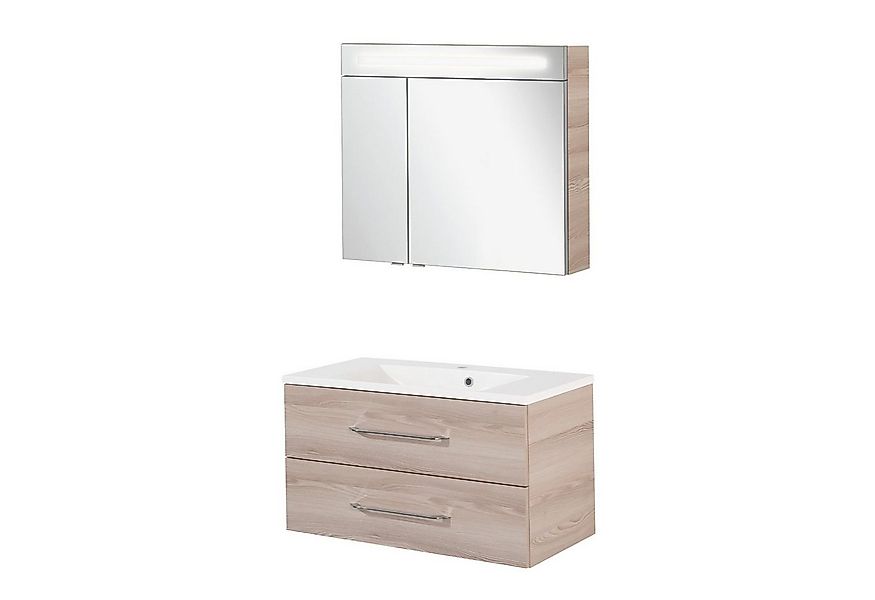 FACKELMANN Badmöbel-Set B.CLEVER Badmöbel Set 3-teilig, 90 cm, Braun hell günstig online kaufen