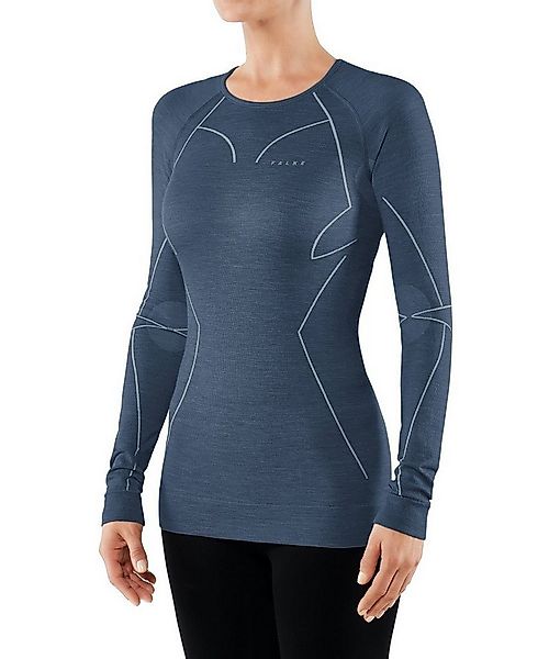 FALKE Langarmshirt Wool Tech (Merinowolle) Unterwäsche blau Damen günstig online kaufen