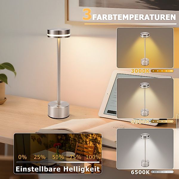 Nettlife LED Tischleuchte Kabellos Nachttischlampe Touch günstig online kaufen
