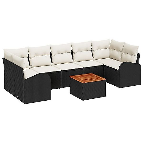 vidaXL Loungesofa 8-teiliges Garten Sofa Set mit Kissen Schwarz Poly Rattan günstig online kaufen