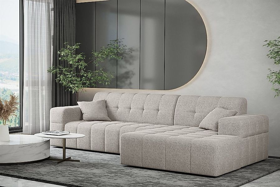 Fun Möbel Ecksofa Ecksofa Designersofa NANCY mit Ottomane in Stoff Harmony, günstig online kaufen