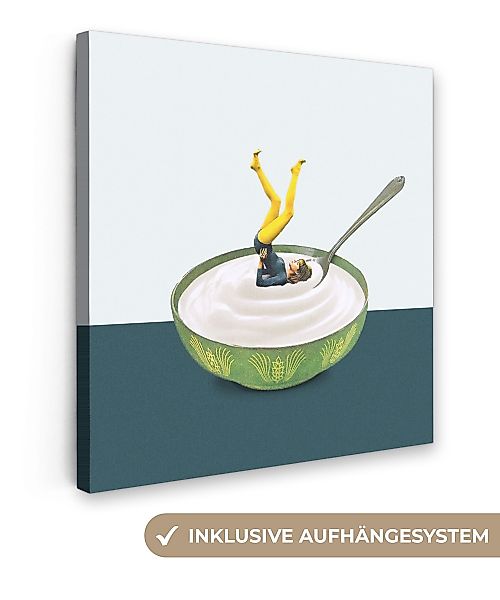 OneMillionCanvasses® Leinwandbild Joghurt - Yoga - günstig online kaufen