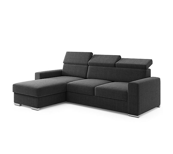 M-Punkt24 Ecksofa Ecksofa Bari Webstoff Grau oder Schwarz mit Bett und Bett günstig online kaufen