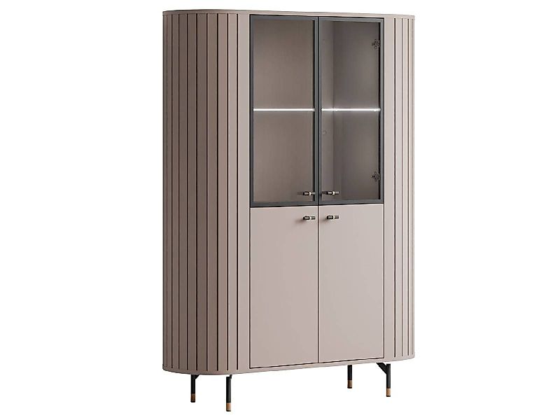 yourhouse24 Glasvitrine ELODIE mit LED-Beleuchtung Schwarz, günstig online kaufen