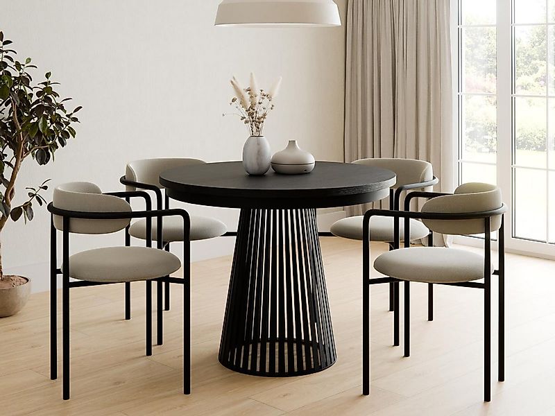 Compleo Esstisch Rund, Säulengestell mit Rillenstruktur DAST (TOPSELLER), A günstig online kaufen