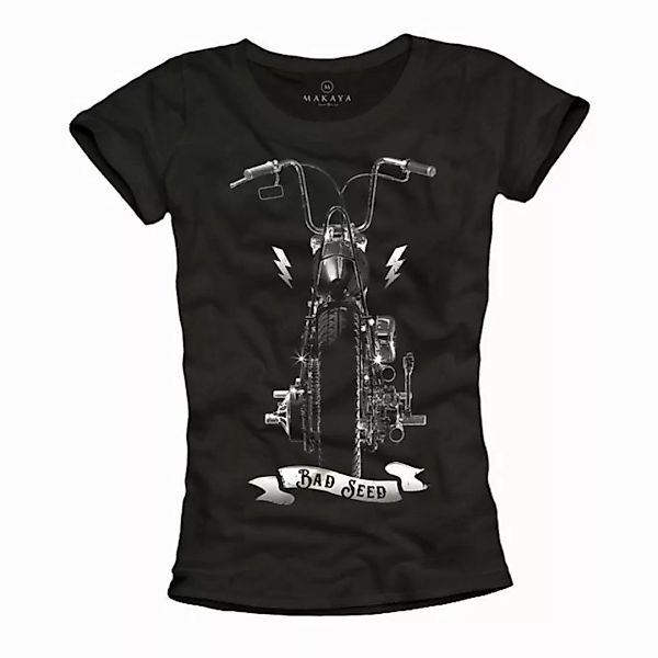 MAKAYA Print-Shirt Damen Motorrad Oberteile Coole Biker Bekleidung Frauen T günstig online kaufen