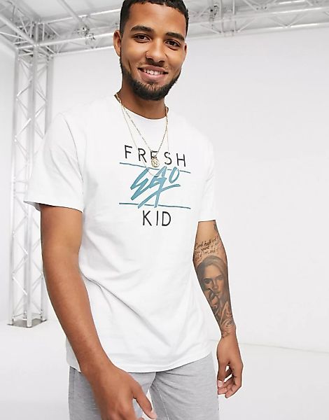 Fresh Ego Kid – T-Shirt mit Logoschriftzug-Weiß günstig online kaufen