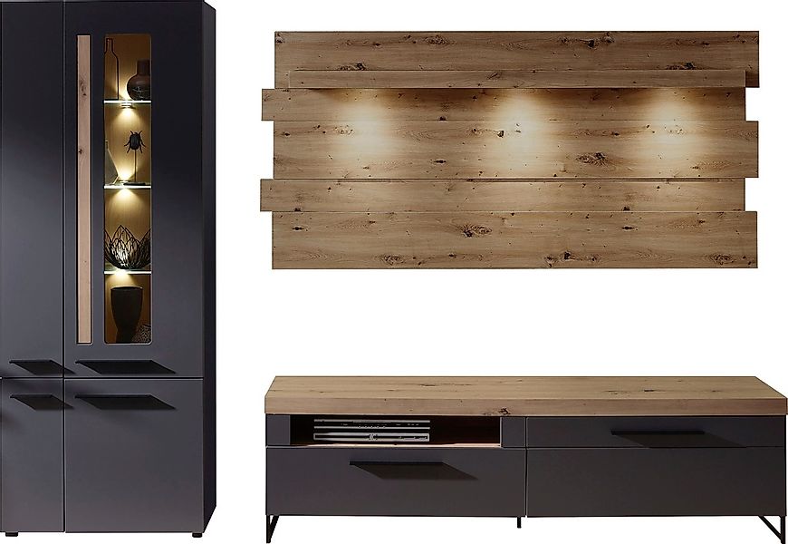 Innostyle Wohnwand "Loft Two" 3 tlg. inklusive LED-Beleuchtung günstig online kaufen