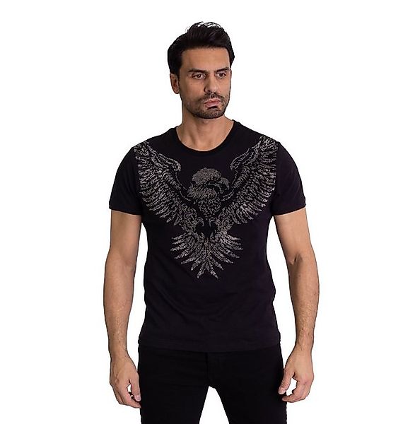 TRUENO T-Shirt Herren SLIM FIT Strass T-Shirt mit Adler Motiv günstig online kaufen