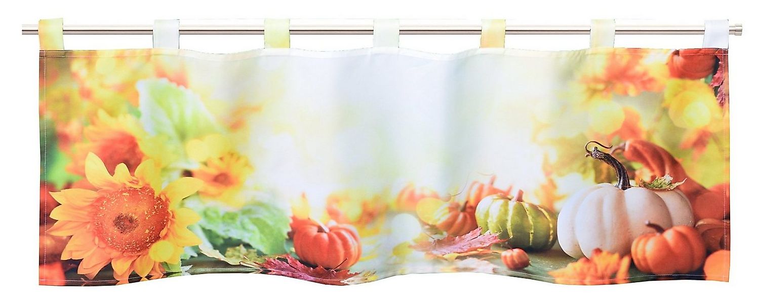 Delindo Lifestyle Scheibengardine Bistrogardine Kürbis mit schlaufen, Herbs günstig online kaufen