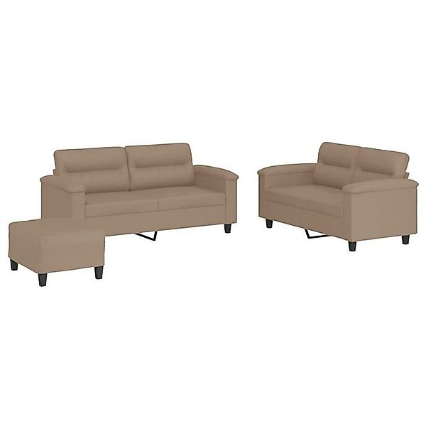 vidaXL Sofa 3-tlg. Sofagarnitur mit Kissen Cappuccino-Braun Kunstleder günstig online kaufen